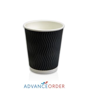 JJ 8oz Black Ripple Wall Paper Hot Cup (Lid Ref CUP264/CUP269) 1x250