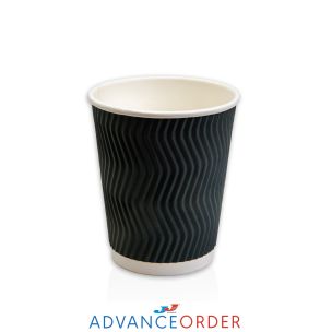 JJ 12oz Black Ripple Wall Paper Hot Cup (Lid Ref CUP265/CUP270) 1x250