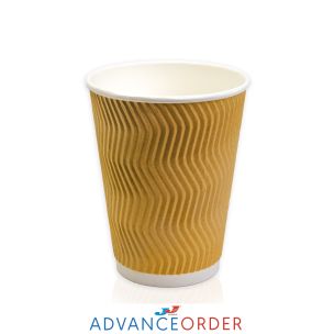 JJ 12oz Brown Ripple Wall Paper Hot Cup (Lid Ref CUP265/CUP270) 1x250