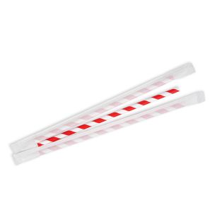 Individually Wrapped Red & White Compostable Paper Straws (197x6mm) 1x250