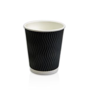 JJ 8oz Black Ripple Wall Paper Hot Cup (Lid Ref CUP264/CUP269/CUP156) 1x250