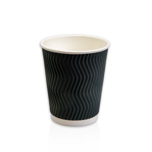 JJ 12oz Black Ripple Wall Paper Hot Cup (Lid Ref CUP265/CUP270/CUP158) 1x250