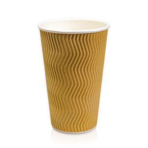 JJ 16oz Brown Ripple Wall Paper Hot Cup (Lid Ref CUP265/CUP270/CUP158) 1x250