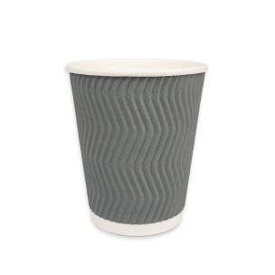 JJ 8oz Grey Ripple Wall Paper Hot Cup (Lid Ref CUP264/CUP269/CUP156)1x250