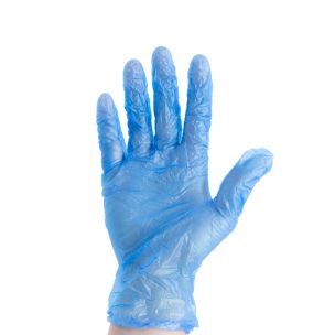 JJ Disposable Blue Vinyl Gloves Large 1x100